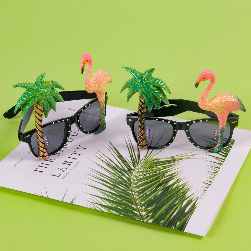 Hawaii Party Glasses Flamingo Coconut Tree Parrot plastic SunGlasses Summer Beach Tropical Wedding Birthday PhotoBooth Props