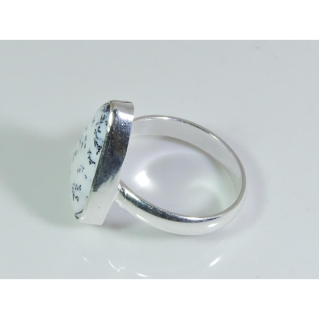 Natural Dendrite Opal Gemstone 925 Solid Sterling Silver Ring Size US-8 PG-86