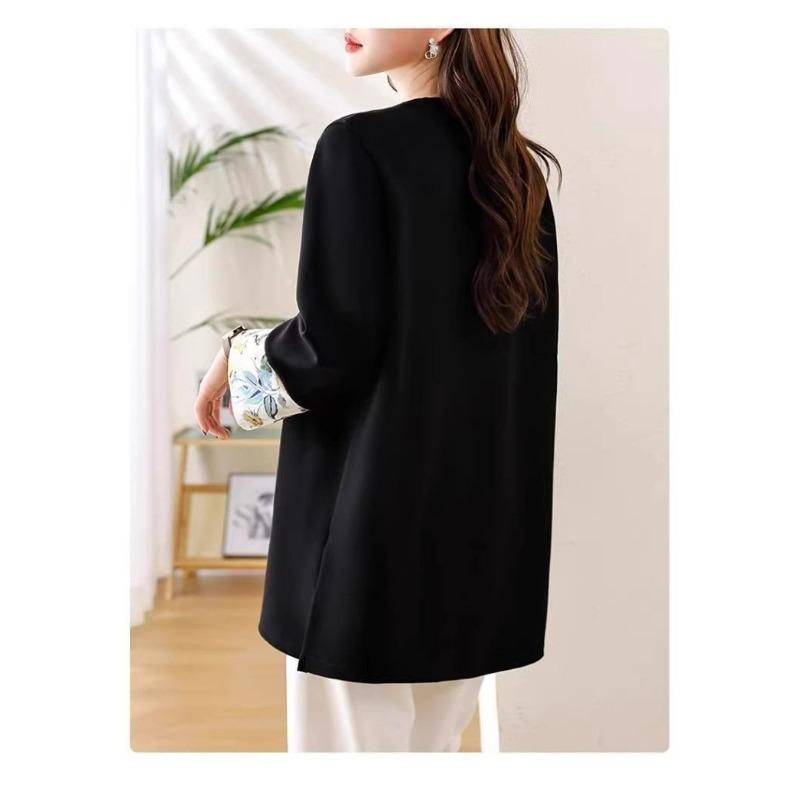 Vintage New Chinese Style Long-sleeved Top Autumn and Winter Mid-length Versatile Shirt