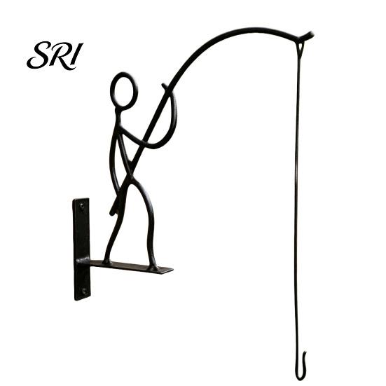 Durable Metal Hanging Hook Stick Man Pendant Weather-Resistant Plant Hanger Creative Aloe Vera Shape Wall for Indoor Outdoor Small Plants Handcrafted