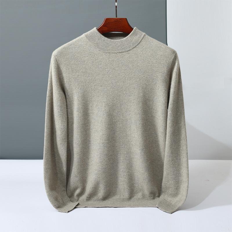 Cashmere shirt men's semi-turtleneck medium and thick pullover sweater youth warm solid color knitting