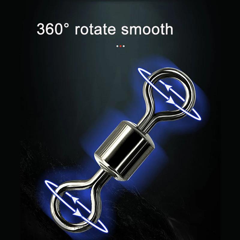 100pcs Fishing Swivel Solid Connector Ball Bearing Snap Lure Swivels Rolling Stainless Steel Beads Accessories