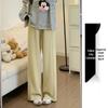 Women's Pink High-Waisted Wide-Leg Pants - Drapey, Petite, Casual for Spring, Autumn, Winter 2026