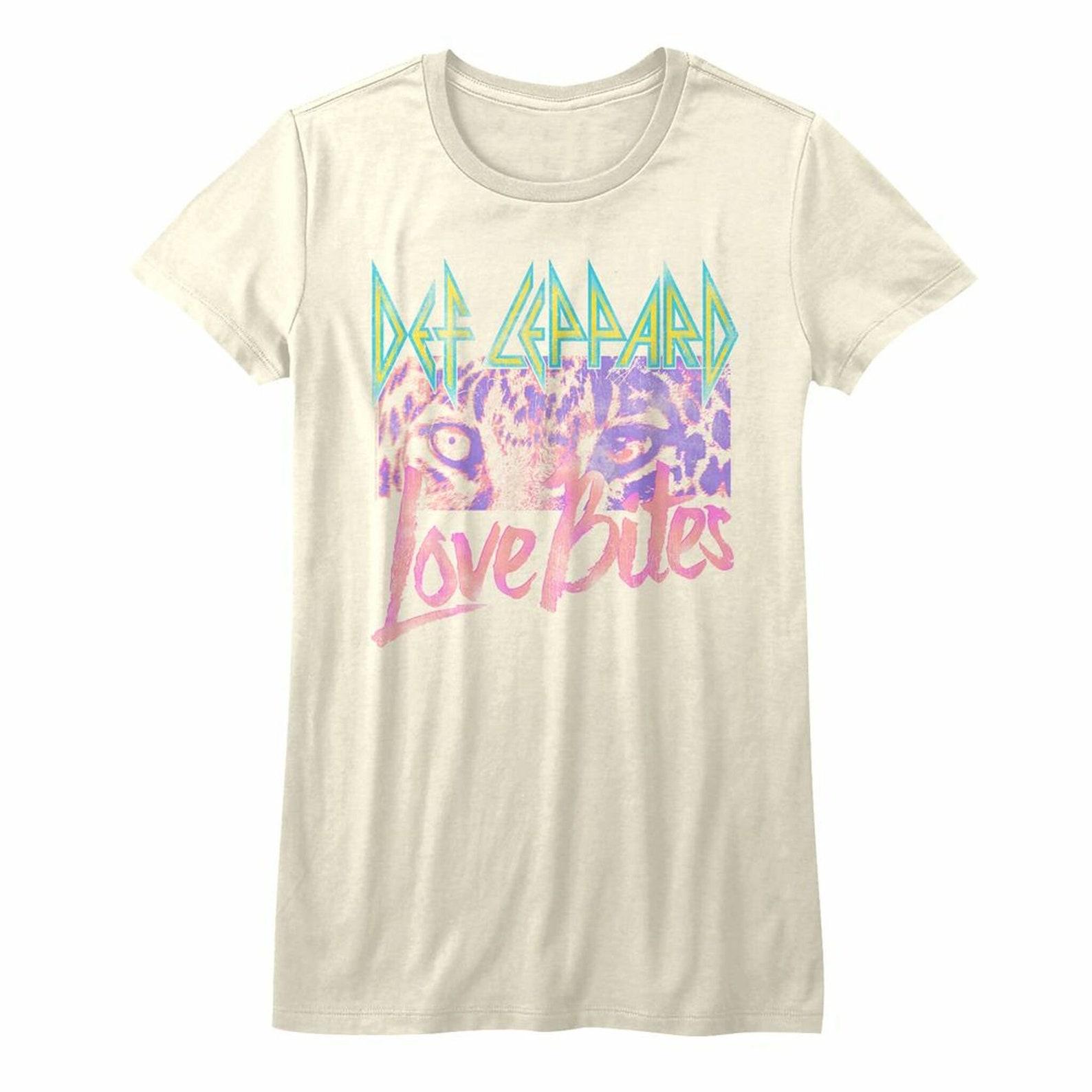 Def Leppard Love Bites Natural Junior Women s T-Shirt XL