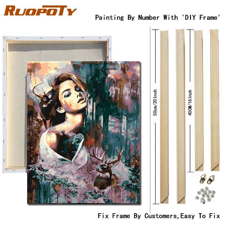 

Ruopoty Ретро Женщины DIY Наборы для рисования по номерам Акриловая краска на холсте DIY Рисунок Картина маслом для домашнего декора Wall Art 40x50CM