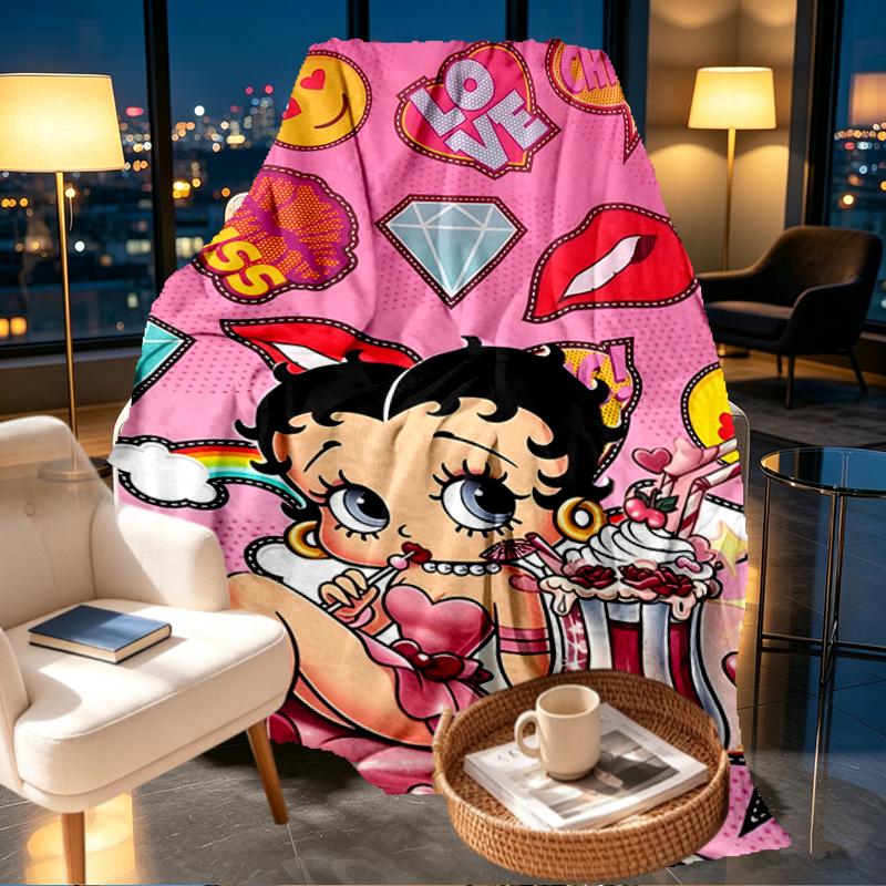 Betty Boop Print Blanket - Soft & Comfortable, for Bedroom, Travel, Sofa, Home Decoration - Birthday Christmas Gift for Friend