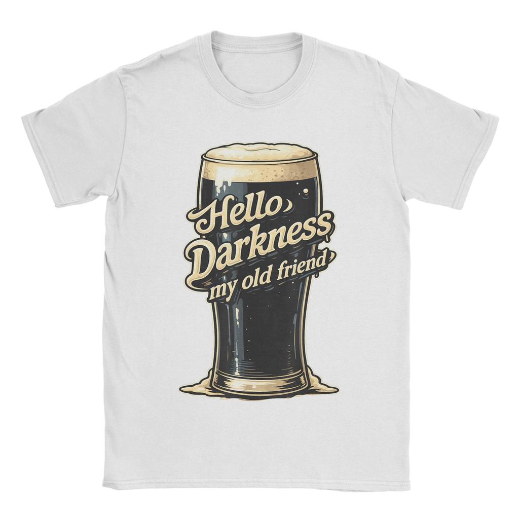 Men TShirt Hello Darkness My Old Friend Funny Drinking Quote Humorous  Cotton Tees Short Sleeve  T Shirts Summer Clothing
