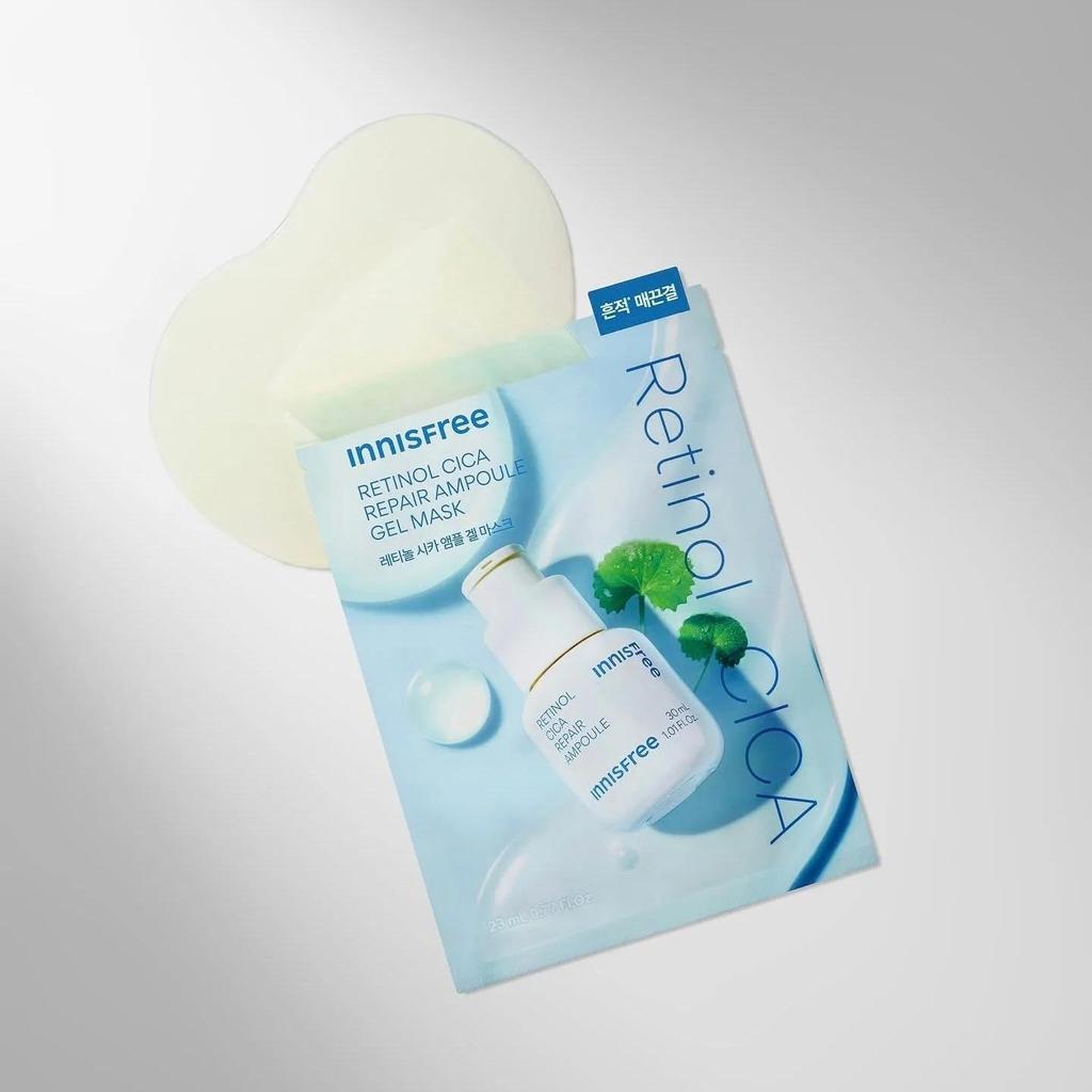 Innisfree Retinol Cica Repair Ampoule Gel Mask Skin-Smoothing Balancing Face Sheet 23ml x 10 Sheets
