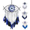 Boho Style Evil Eye Dream Catcher Handmade Blue Wall Hanging Woven Dream Catcher for Home Office Bedroom Living Room