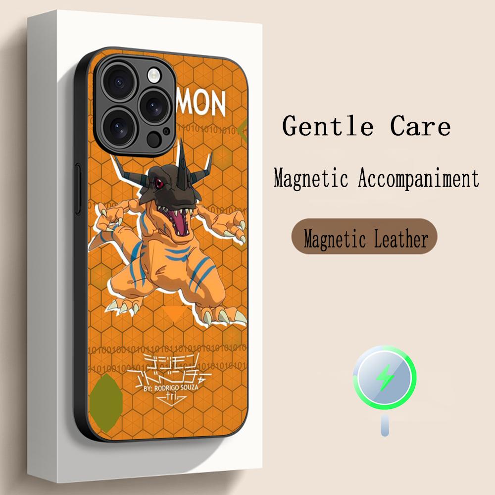 Classic Anime Digimon Japan Art Poster Phone Case For iPhone 17 16 15 14 13 12 Plus Pro Max High-end Luxury Magsafe Sheepskin