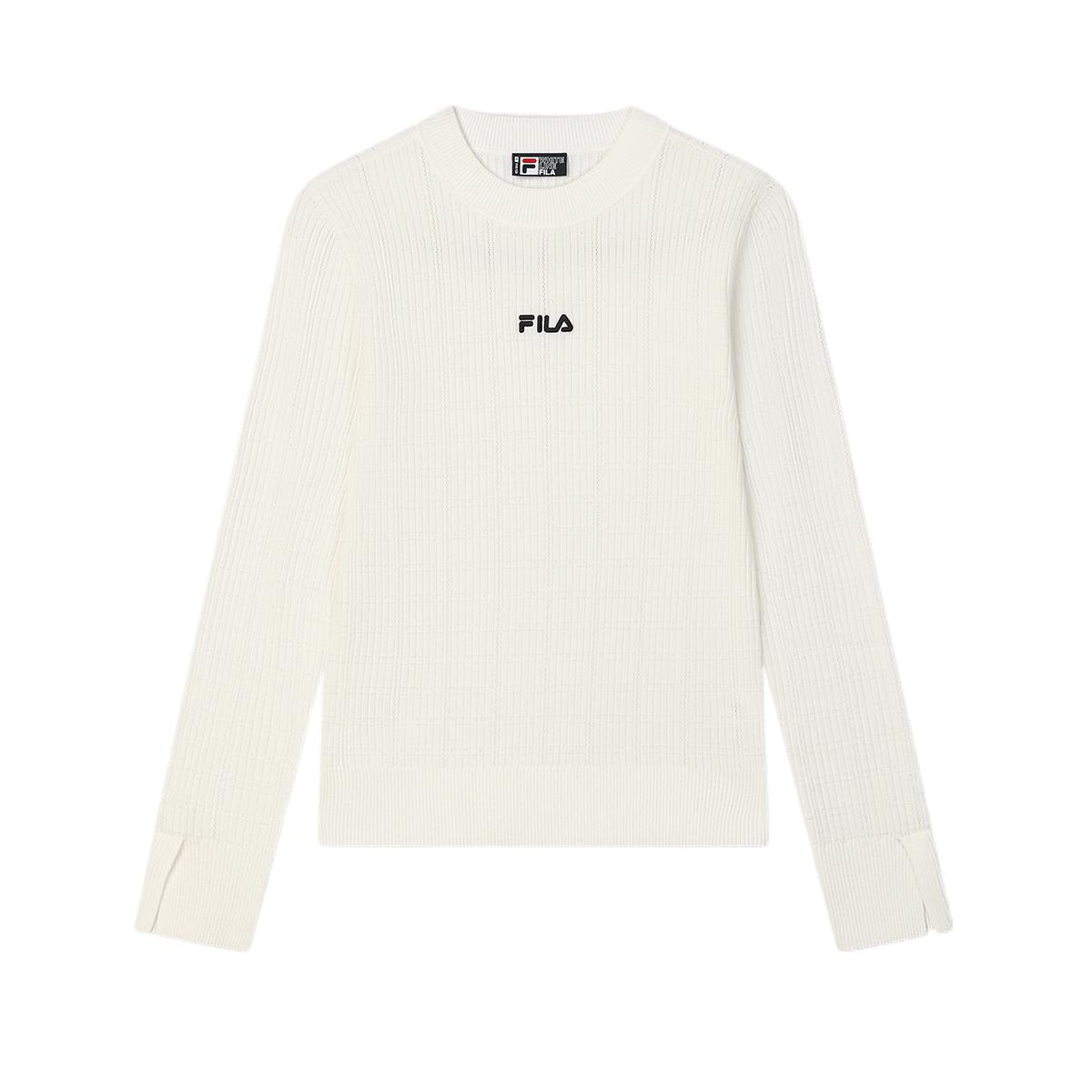 

Серия FILA Heritage Удобный Приятный к коже Мягкий Трикотажный свитер с длинным рукавом и круглым вырезом Женские топы Облачно-Грибной-Белый F11W518405F-WT S