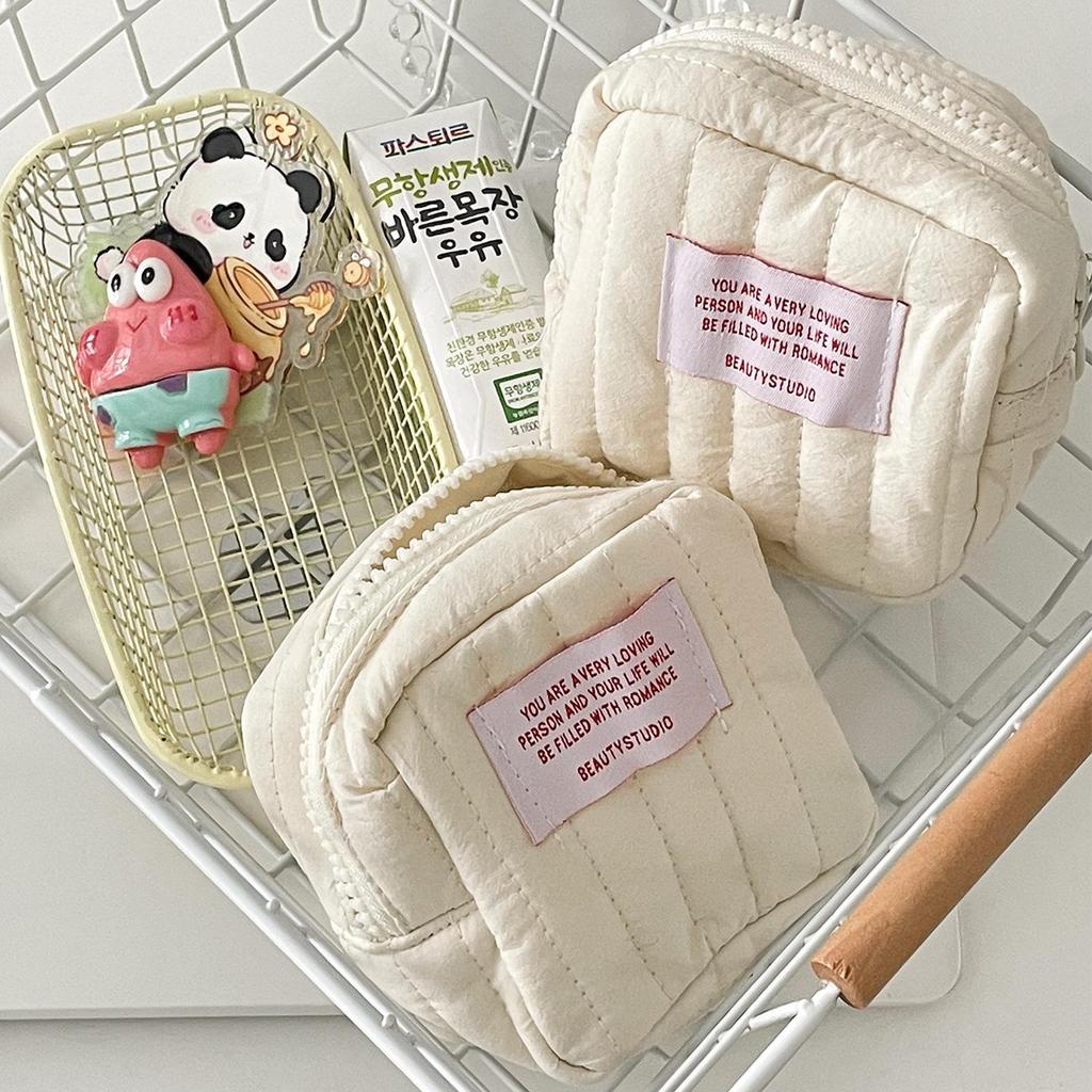 Mini Quilted Japanese Cosmetic Bag - Cute, Portable Storage for Groceries or Sanitary Items