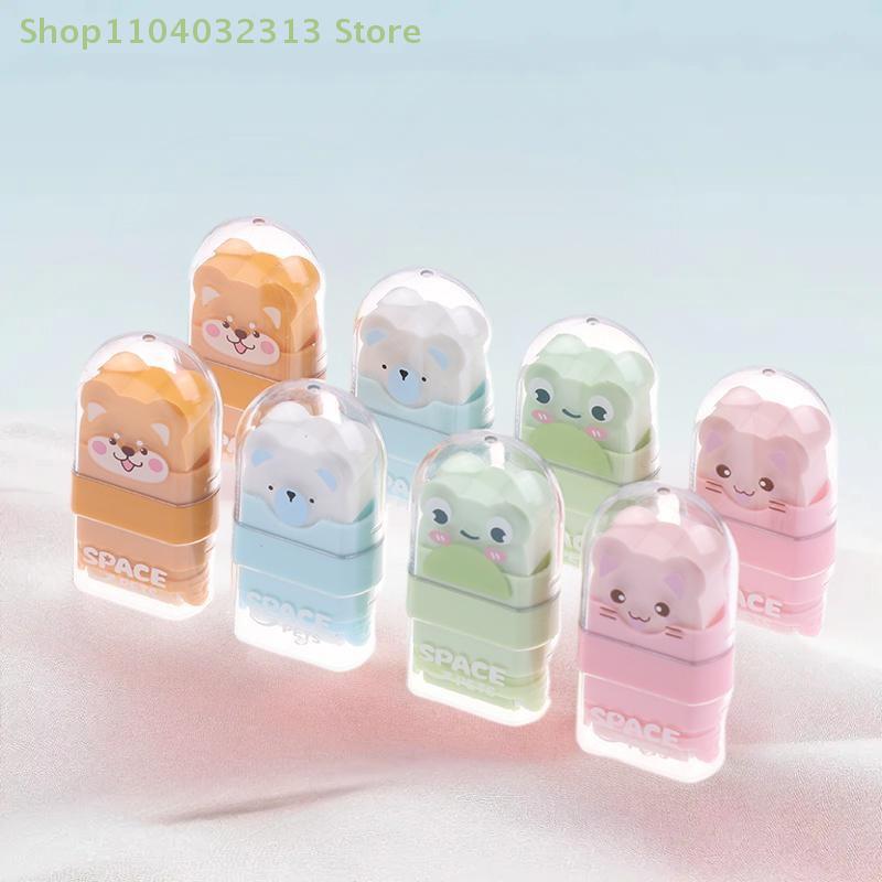 2Pcs/Set Roller Eraser Animal Shaped Eraser Clean Few Shavings Cute Cartoon Eraser