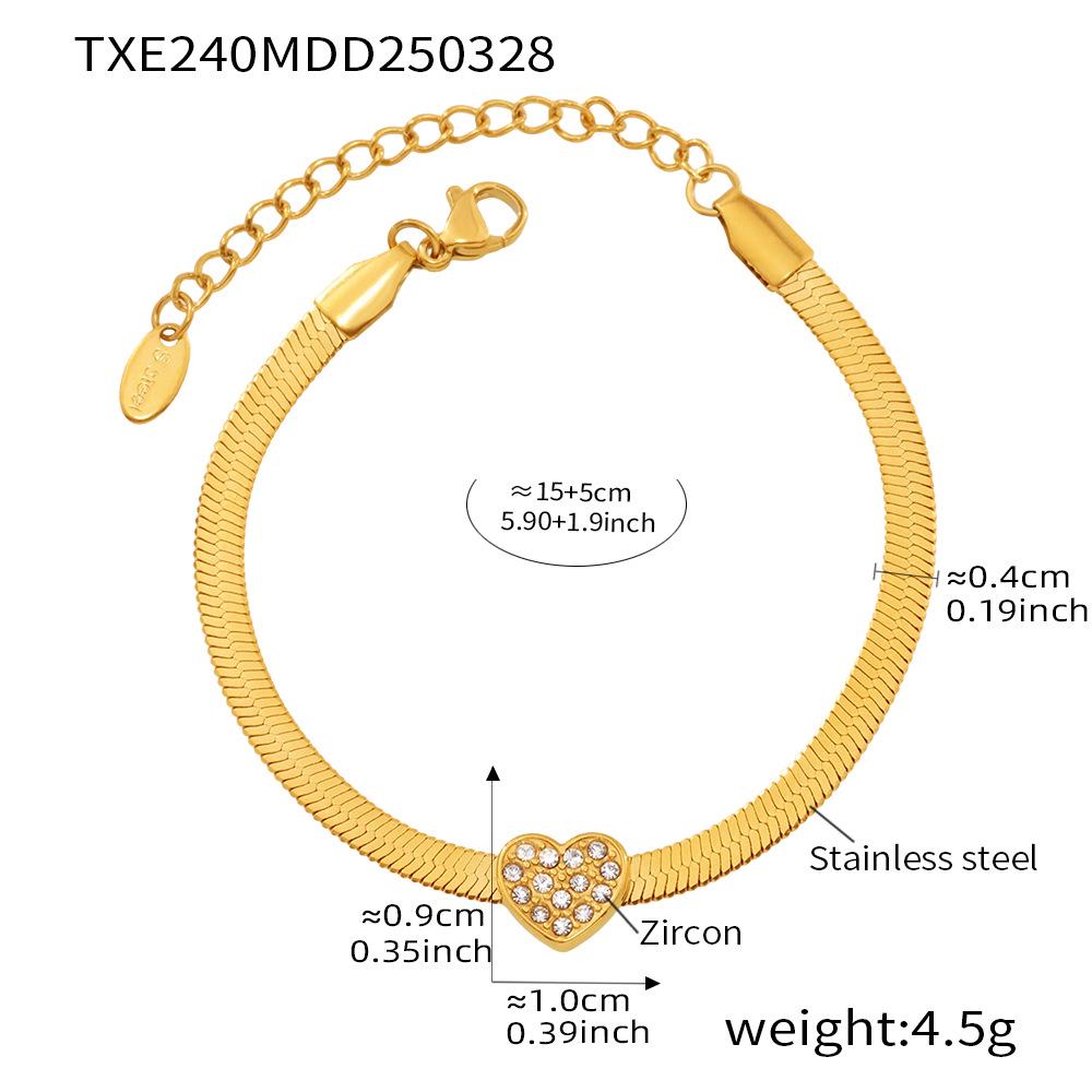 Qiong Yao Zircon Inlaid Heart Blade Chain Jewelry Set: Niche Cool Style Women s Necklace & Bracelet.