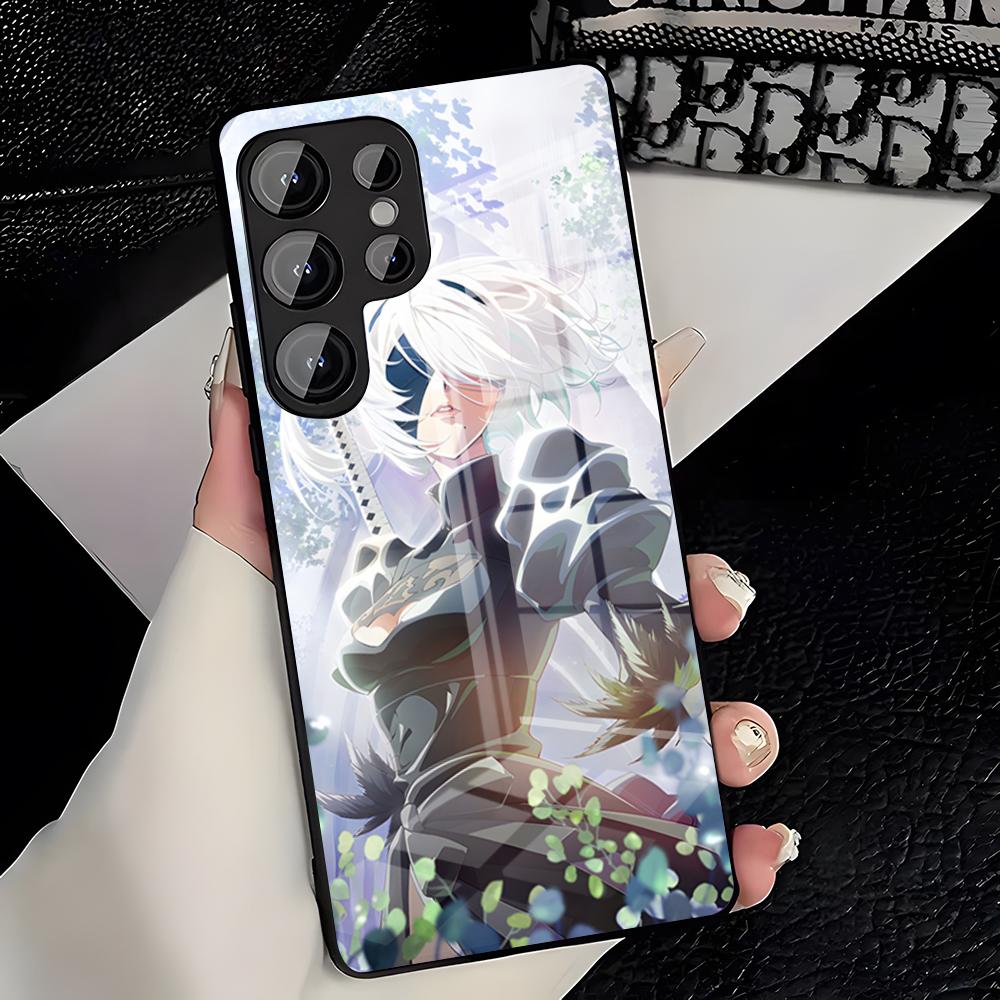 N-NieR Automata 2B Phone Case For Samsung S26 S25 Plus S20 S20 Plus S22 Ultra S23 FE S21 Plus S21 Ultra Glass Cover