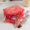 Travel Storage Bag Large Capacity Toiletry Bag Simplicity Makeup Bag For Women Girl Fashion Striped Ruffle Cosmetic Bags