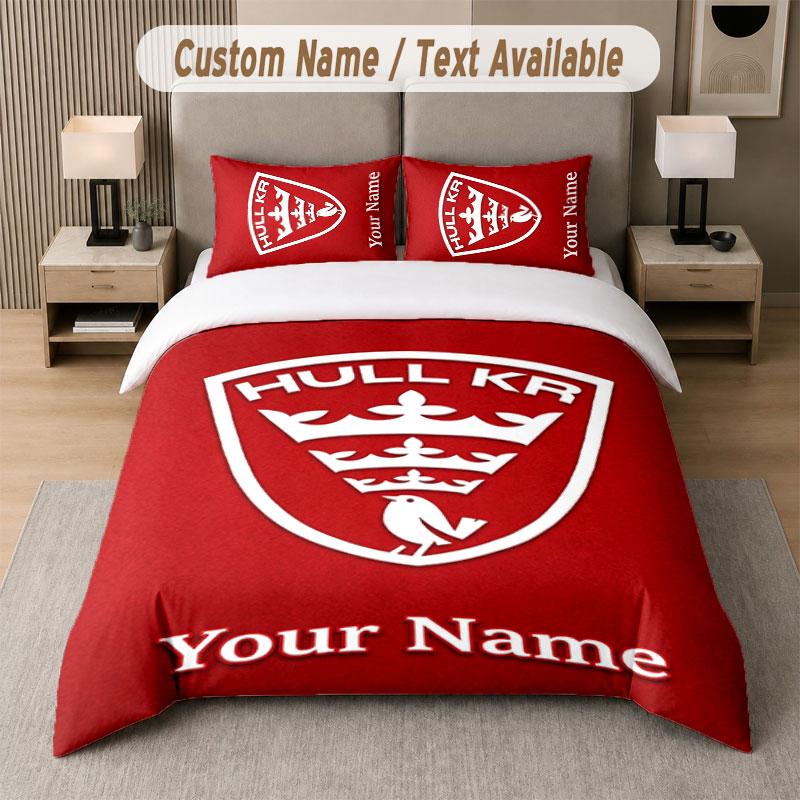 Custom Bedding Set Hull KR Pattern, Print Name Text 1 Duvet Cover Plus 2 Pillowcases Home Textile
