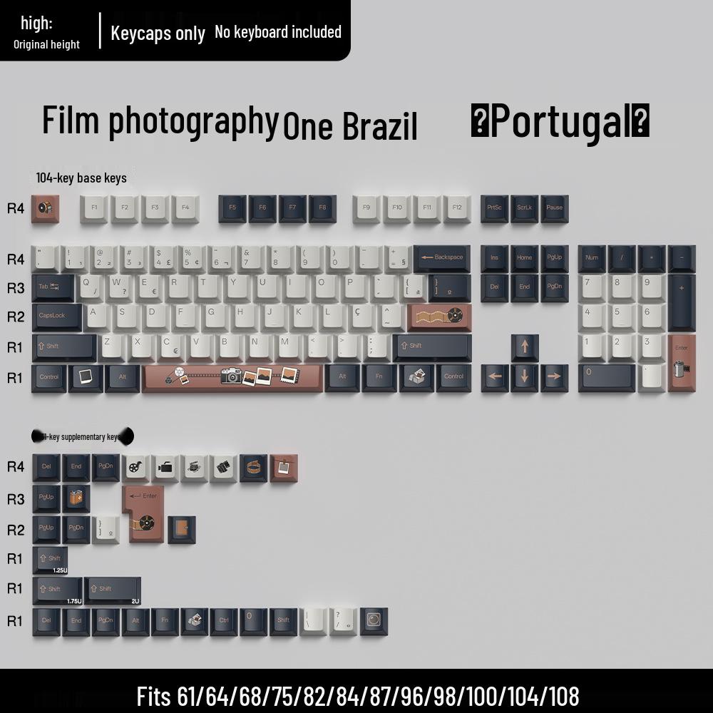 74-Key PBT Dye-Sublimated Keycaps, Original Height, Compatible with 60/61/68-Layout Mechanical Keyboards