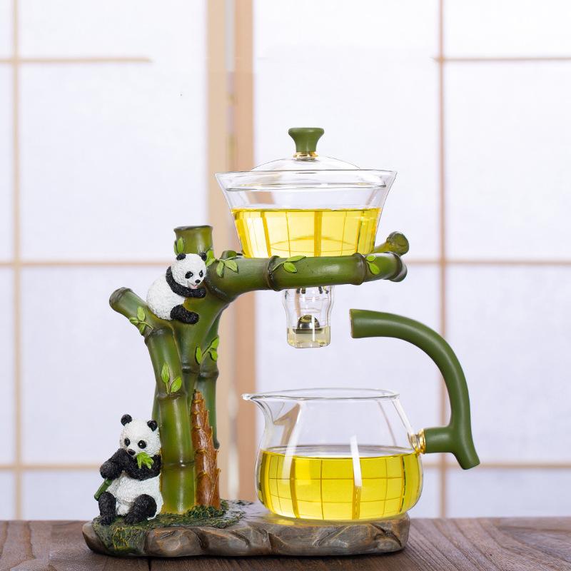 Lazy Kungfu Tea Pot Set Glass Household Magnetic Suction Teapot Living Room Tea Making Artifact Gaiwan Pu Erh Kettle