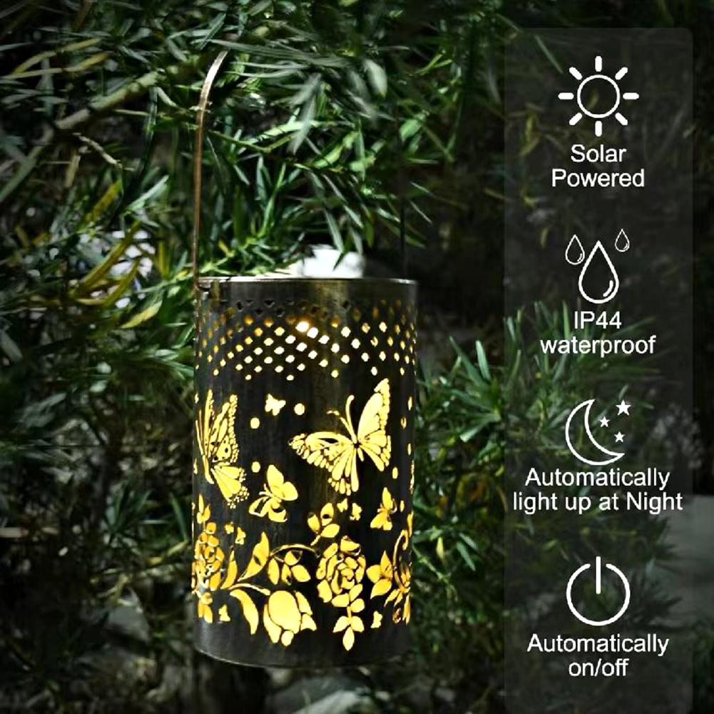 Butterfly Shadow Solar Light IP65 Waterproof Projection Solar Garden Light Solar Hanging Lantern Light Outdoor Garden Decoration