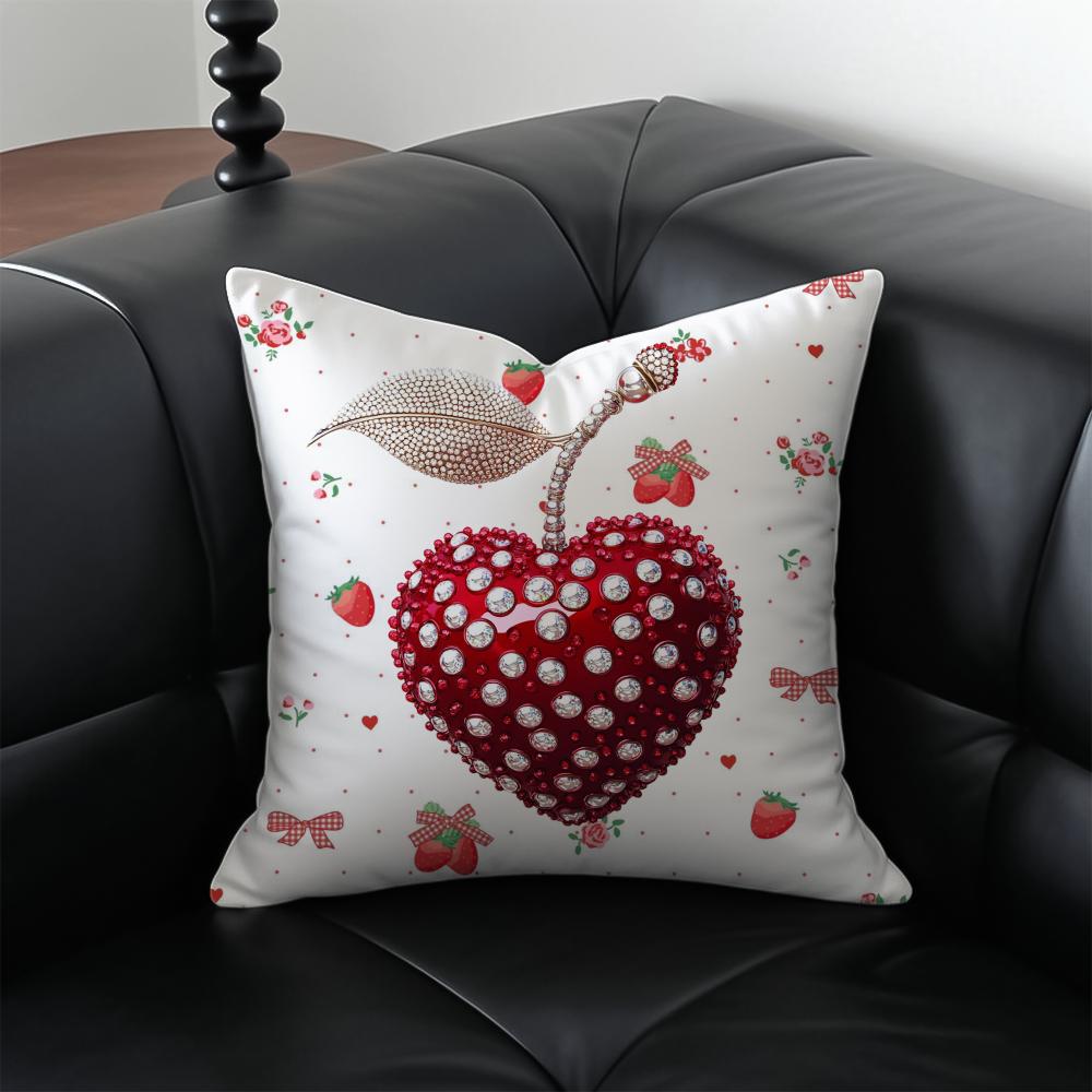 Strawberries and cherries Cushion Cover Pillow Case Antidustmite Invisible zipper silky plush cushion