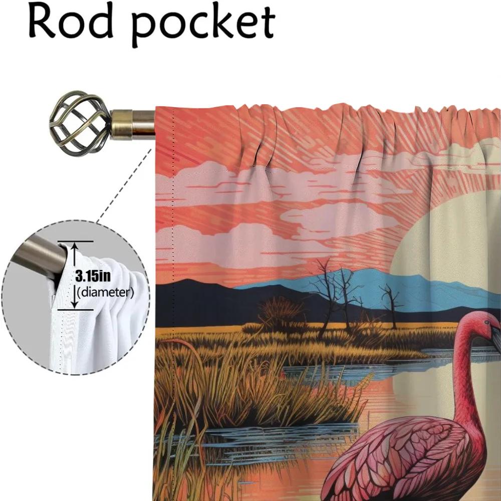 Rothalskranich Raumteiler Tüll für Schlafzimmer Küche Vorhänge für Kamera Moderne Wohnzimmer Vorhänge 2 Stück Verdunkelungsvorhang