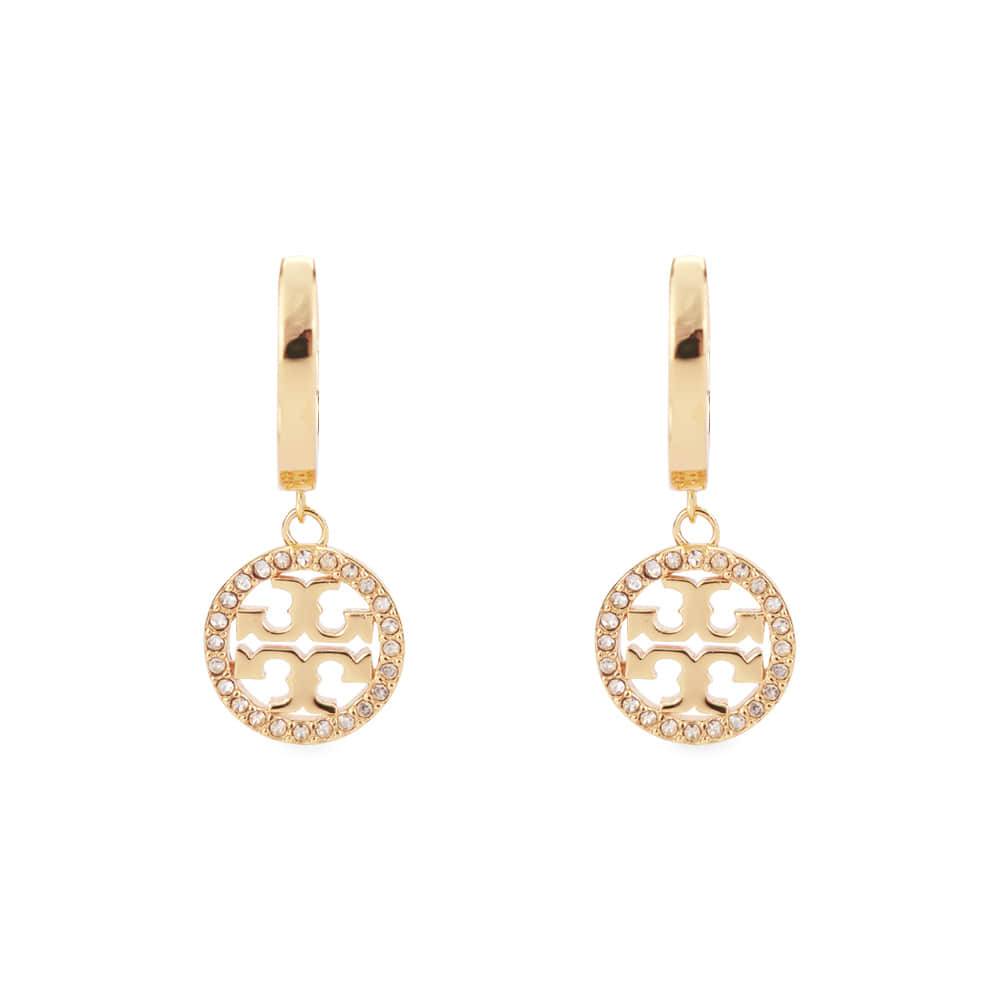 Tory Burch Women's Miller Logo Tory Gold/Crystal Earrings 87041 783