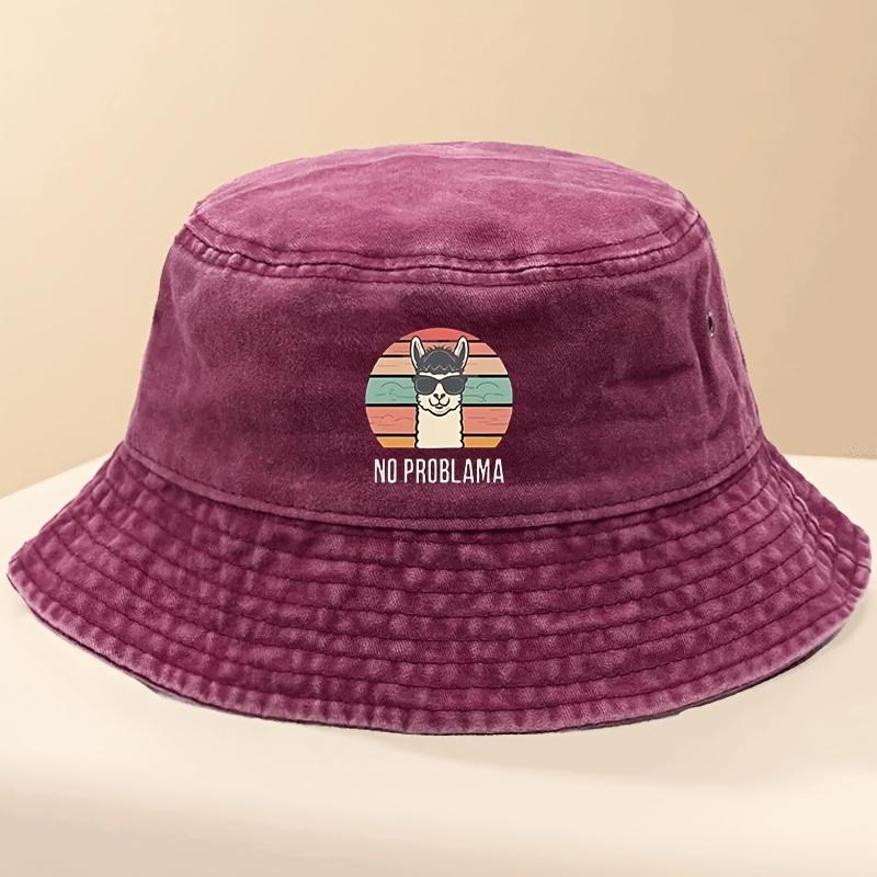 High Quality Washed Bucket Hat Limited Cartoon NO PROBLAMA Printed Design Retro Casual Foldable Hat Lightweight Breathable 1pc