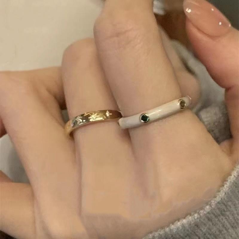 Stacking Real Light Luxury Mango Star Drop Glaze Three-Piece Ring Women'S High-End Fashion Niche Design Index Finger Ring