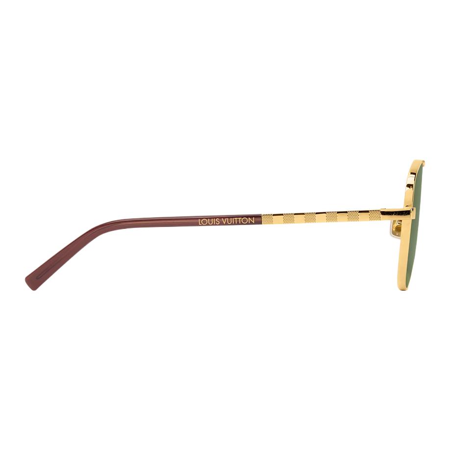 Louis Vuitton Plaid Pattern Design Metal Pilot Sunglasses Men sunglasses Gold Z3251U