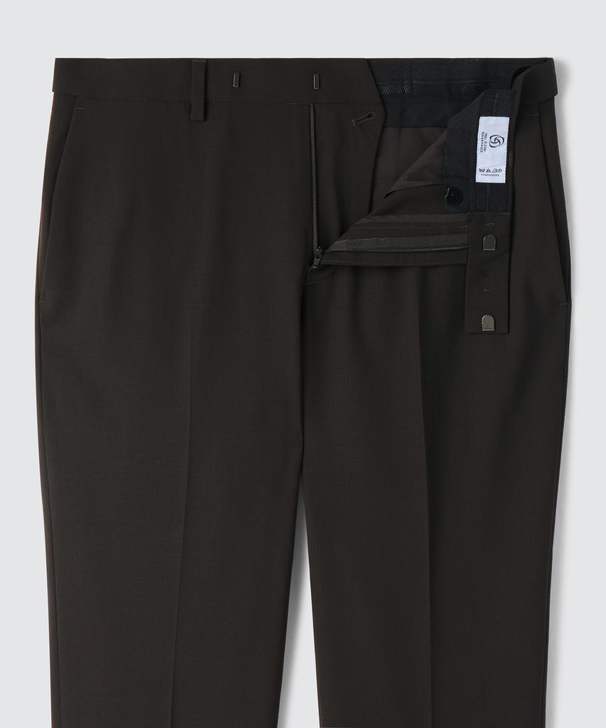 Musinsa Standard Summer Wool Relaxed Tapered Hidden Banding Crop Slacks [Brown]
