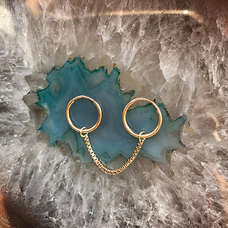 

Gold-Plated S925 Sterling Silver Double Ear Chain Earrings - Simple European & American Style Women s Jewelry 925 Silver