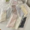 Children's Summer and Spring Lightweight Mulberry Silk Breathable Mid-calf Socks In White, with A Pile Design, Long Socks