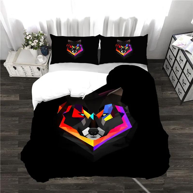 Comforter Dropship China Bedding Set Home Textile Print Western Stars Moon Wolf Bedroom Duver + S Full Size Bed Set Animal
