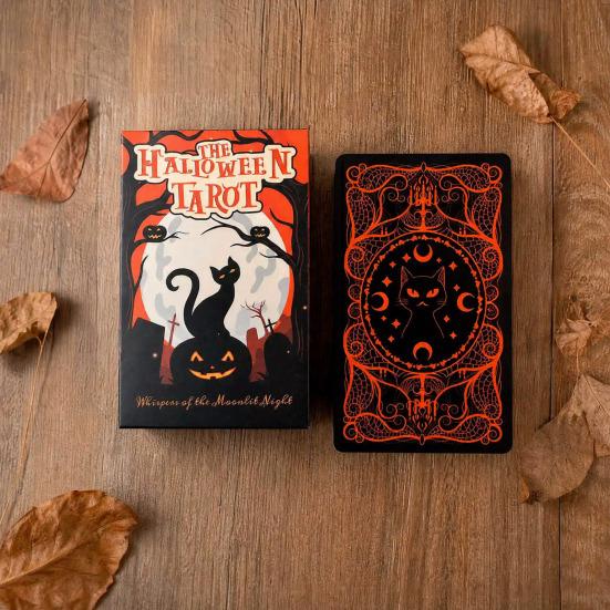 Happy Halloween Tarot, Spooky Tarot Cards Deck with Guidebook for Beginners, Halloween Party Supplies