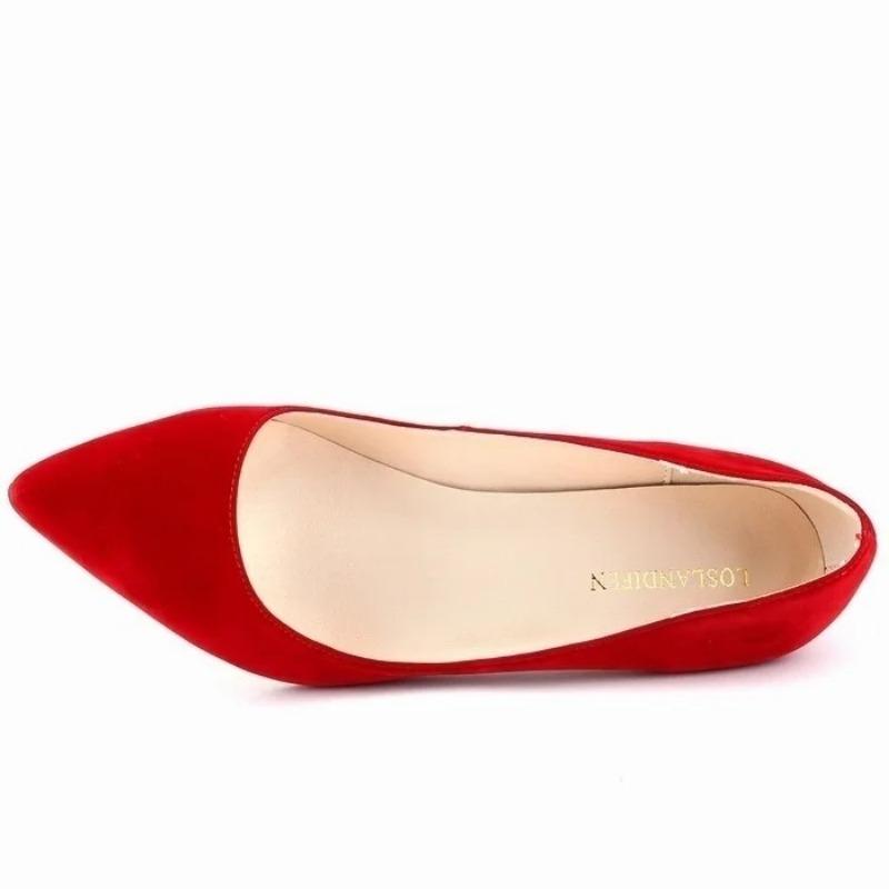 Women Pumps Spring Autumn 5cm Low High Heels Solid Color Breathable Pointed Toes Non Slip Sole Latex Insole Work Wedding Shoes