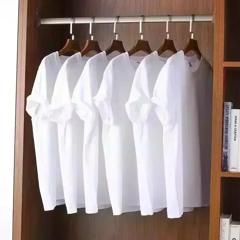 New Short Sleeved Pure Cotton Tshirt Trendy Brand Classic Letter Print Base Loose and Versatile Simple Men's and Women's T-shirt
