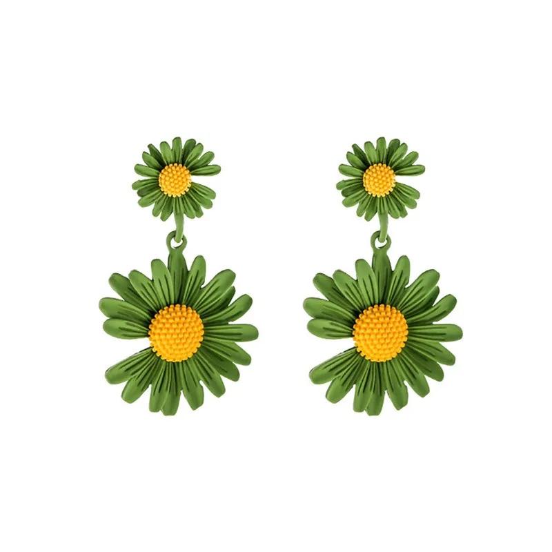 Charm Colorful Resin Daisy Drop Dangle Earrings for Women Classic Brincos Yellow Flower Stud Earring Summer Jewelry Accessories