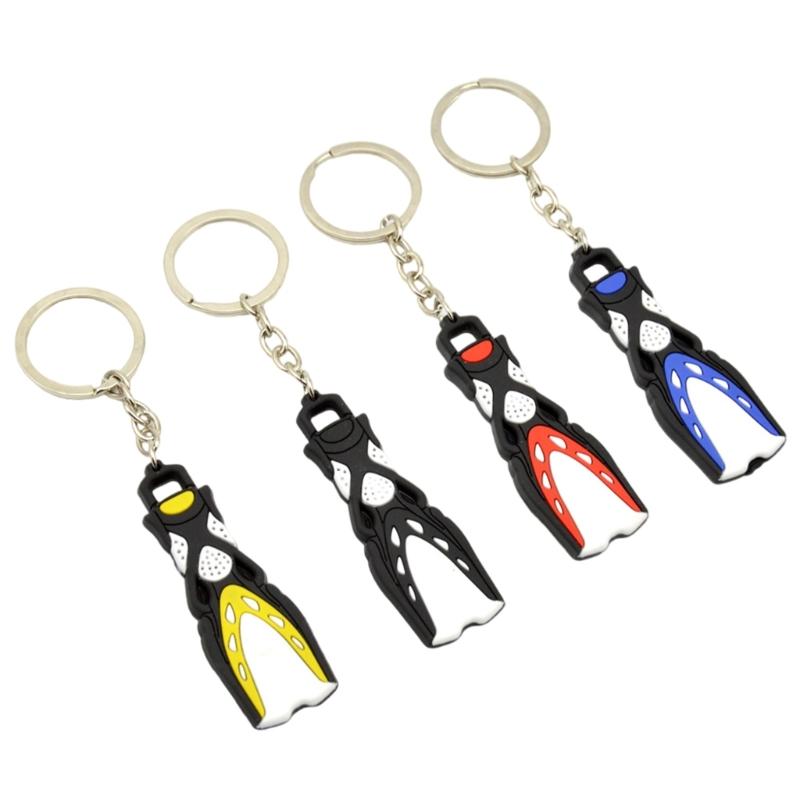 Sturdy Scuba Diving Fin Keychain Scuba Gear Themed Miniature Fins Keychain Silicone Pendant for Dive Club Members
