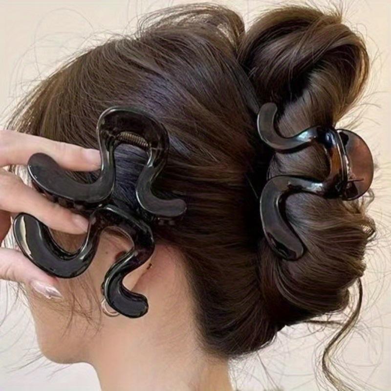 [Elegant Hair Clip] Large High-End Plastic Hair Clip, Bohemian Sweet Style Wavy Shark Clip | for Half Up Hairstyles, Elegant Hair Accessory