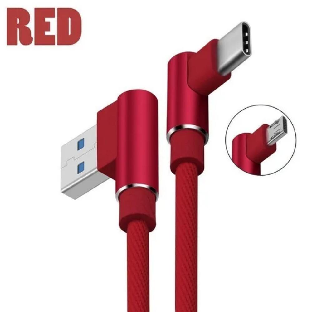 

1 90 ° right angle USB Type-C charger cable, micro USB fast charging cable, data synchronization adapter cable (1.5M) червоний