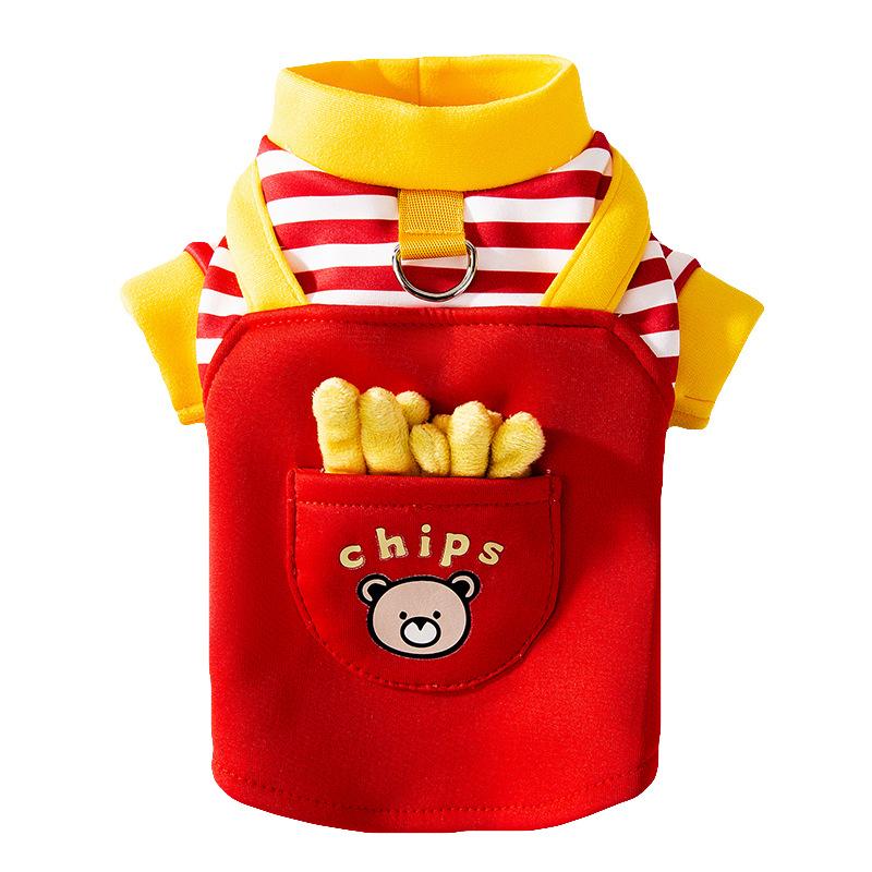 New Autumn and Winter Cat Clothes Three-dimensional French Fries Can Pull Two Feet Into Cats, Kittens, Warm Dogs, Pet Sweaters