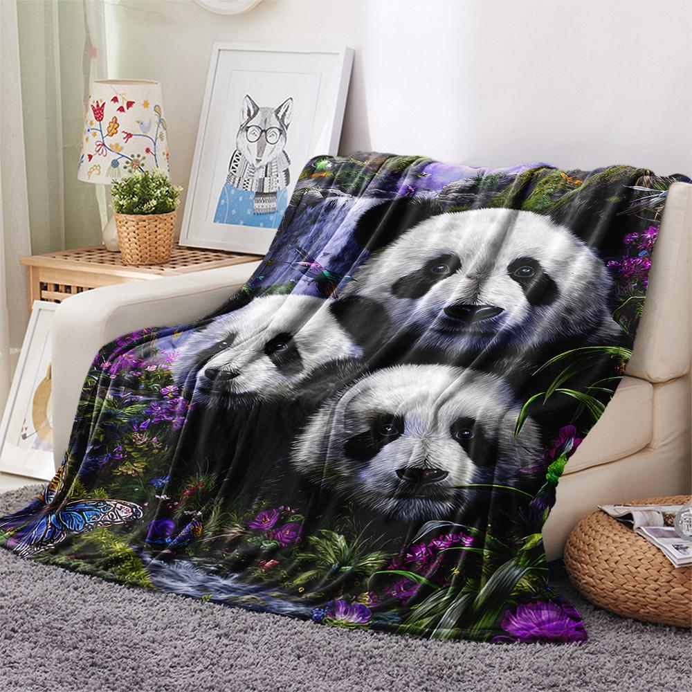 Pandas Print Flannel Blanket, High quality Comfortable for All Seasons, Home Decor, Warmth and Comfort, Perfect for Christmas Gifts