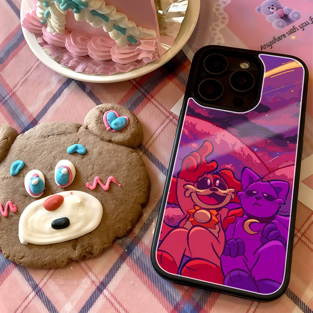 Anime P-Poppy Playtime Phone Case Black Hard Plastic Phone Case For Iphone 17 Air 16 15 14 13 12 11 Pro Max PC TPU Ins Case