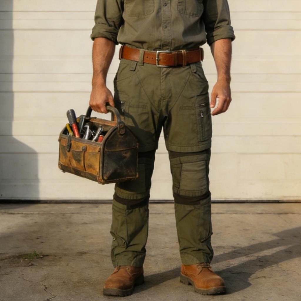 Cotton Polyester Cargo Pants Grey Black Men's Pants