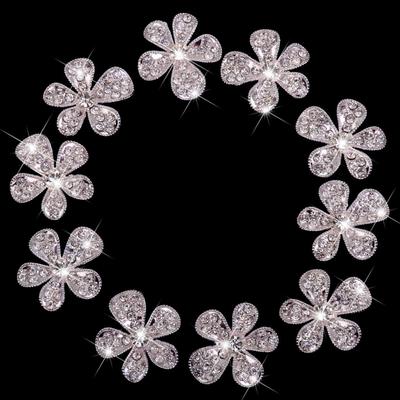 Phenovo Crystal Flower Rhinestone Buttons DIY Craft Embellishment Silver