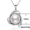 Huitan Classic Triangle Inlaid Round Imitation Pearl Pendant Women Necklace for Engagement Wedding Ceremony Fashion Necklace