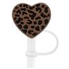 5pcs Straw Lid Reusable Silicone Straw Covers Heart-Shaped Leopard Print Straw Plug for Tumblers Cup Accessories Home