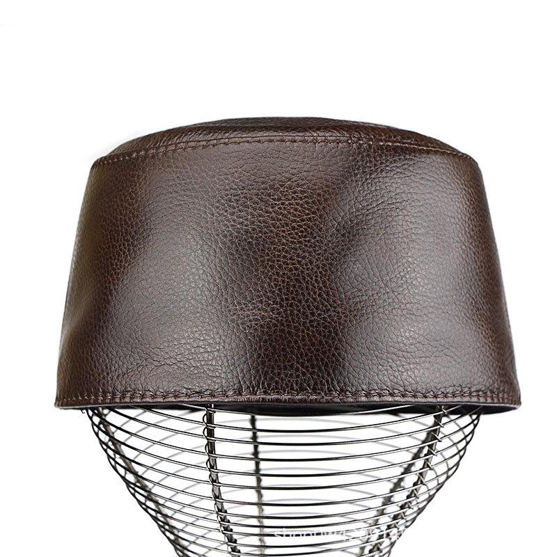 Men s Retro Cowhide Leather Bucket Hat for Middle-Aged and Elderly – Hui Ethnic Style