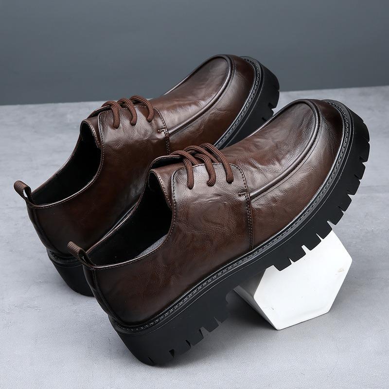 Hollow Leather Shoes Men's Summer New Trend Versatile Platform Business Breathable Casual Leather Large Size Men's Shoes